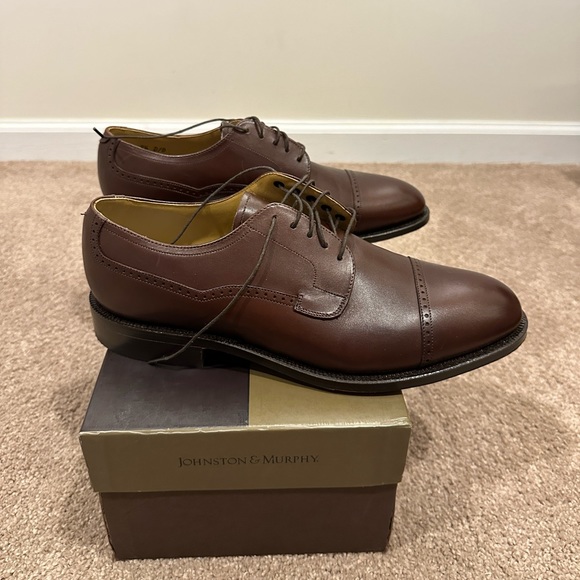 Johnston & Murphy Brown Leather Moc Toe Oxford Shoes - Size 8.5 Men’s - New - Picture 3 of 8